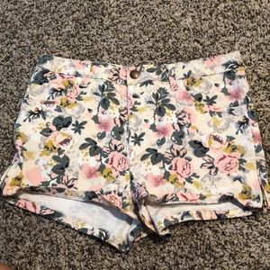 Floral jean shorts
